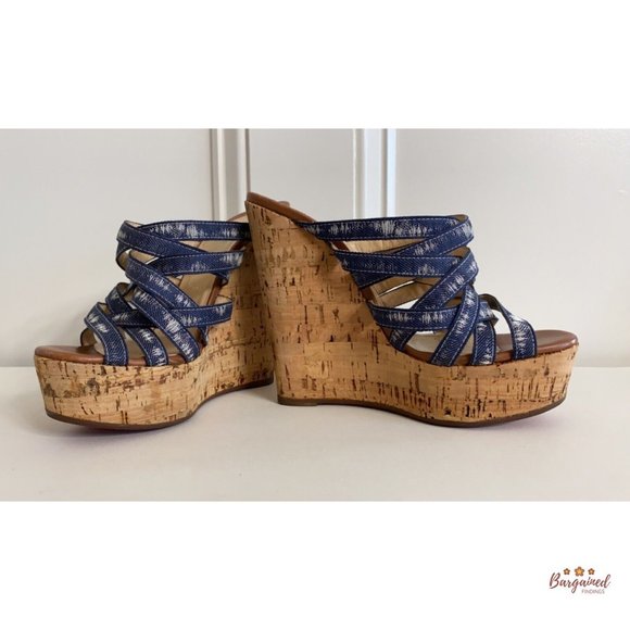 Authentic Christian Louboutin Denim Corniche Ribbon Sand Wedges Sandals 36/6 - Picture 9 of 13